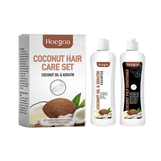 Set de Champú y Acondicionador Hoegoa con Aceite de Coco y Keratina